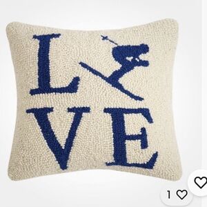 Love Ski Hook Pillow, 12-inch Square Peking Handicraft - NIP